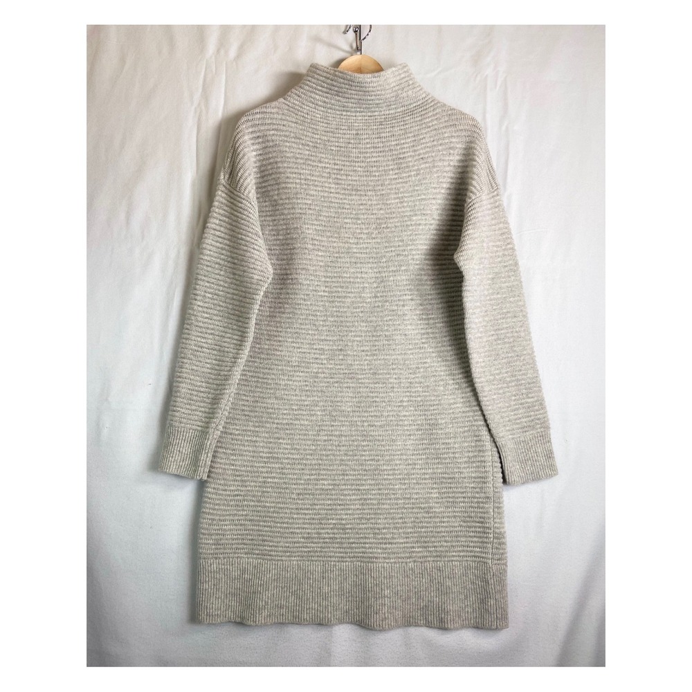 Madewell 100% Merino Wool Sweater Dress M Oatmeal Mock Neck Long Sleeve Knit